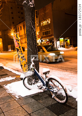 Night street with snow in Sapporo, Hokkaido Night street with snow in Sapporo, Hokkaido 18372534