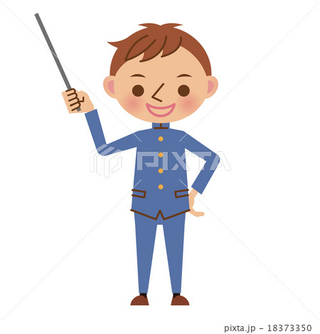 指し棒で解説する学生服姿の男子中学生・高校生 18373350