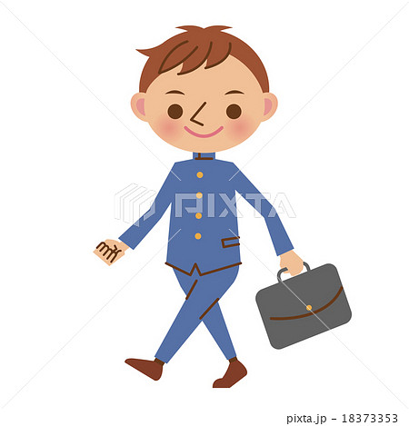歩く学生服姿の男子中学生・高校生 18373353