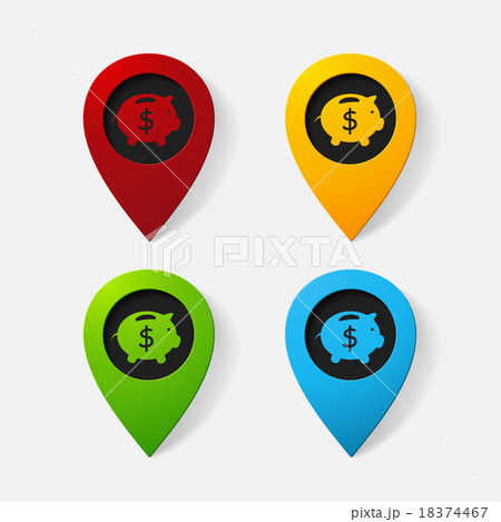 Realistic color pointer: moneybox. pig 18374467
