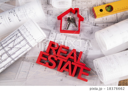 Real estate agency concept and blueprints 18376662