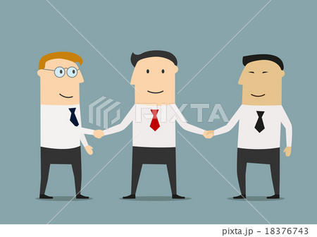Businessman shakes hands two partners 18376743