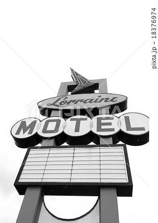 Lorraine Motel sign in black and white Lorraine Motel sign in black and white 18376974