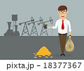 Rich businessman with money in front of oil pumps 18377367