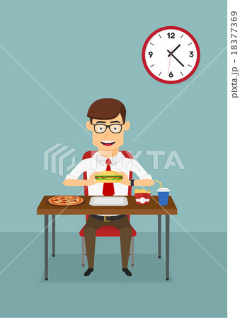 Businessman eating fast food in office cafeteria 18377369