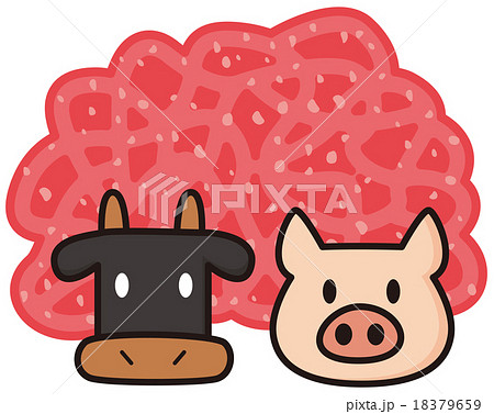 牛豚合挽き肉のイラスト素材
