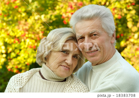 Senior couple in autumn park Senior couple in autumn park 18383708