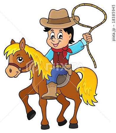 Cowboy On Horse Theme Image 1のイラスト素材