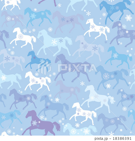 Seamless pattern with wild horses and snowflakes Seamless pattern with wild horses and snowflakes 18386391