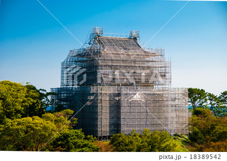 小田原城の耐震改修工事の写真素材 1542