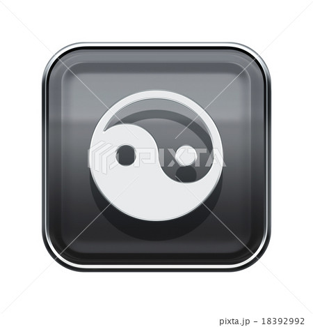 yin yang symbol icon grey, isolated on white  18392992