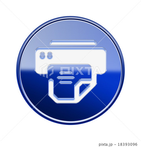 Printer icon glossy blue, isolated on white  18393096