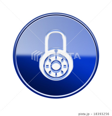 Lock off icon glossy blue, isolated on white  18393256