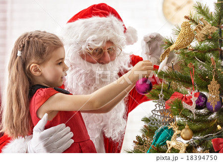 Santa Claus and little girl 18394750