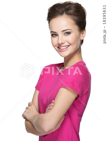 Portrait of a beautiful young happy smiling woman 18395631