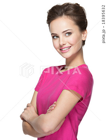 Portrait of a smiling young woman looking away 18395632