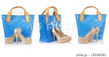Collage of shoes and bags on white Collage of shoes and bags on white 18396081
