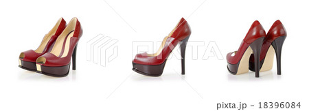 Composite photo of woman shoes isolated on white Composite photo of woman shoes isolated on white 18396084