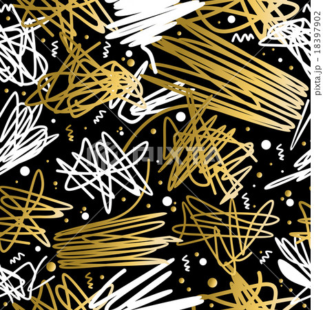 Retro 80s 90s scribble doodle pattern gold fancy Retro 80s 90s scribble doodle pattern gold fancy 18397902