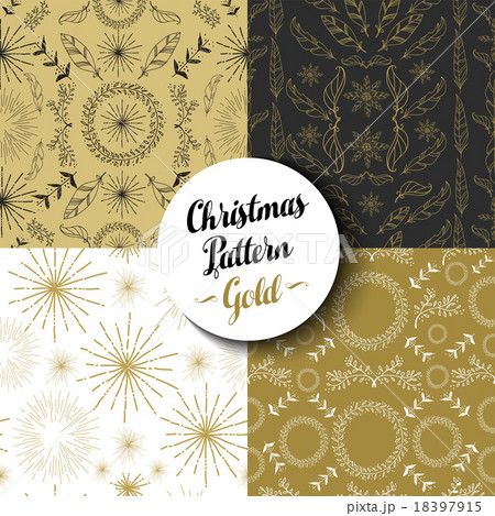 Merry christmas pattern set gold nature holiday 18397915