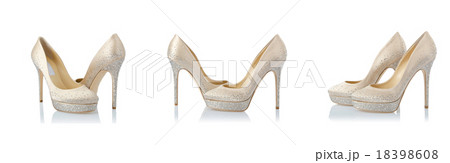 Composite photo of woman shoes isolated on white Composite photo of woman shoes isolated on white 18398608