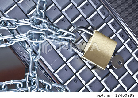 Computer and Lock, modern network symbols concept Computer and Lock, modern network symbols concept 18400898