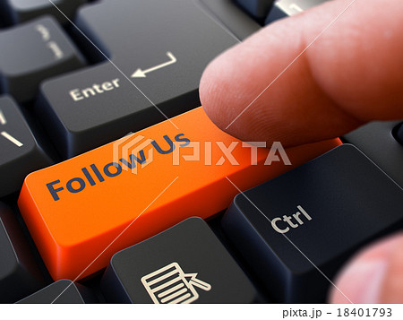 Follow Us - Clicking Orange Keyboard Button. Follow Us - Clicking Orange Keyboard Button. 18401793