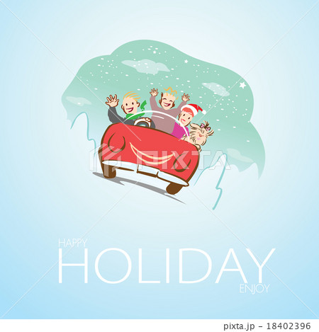 Family and dog travel with car in holiday Family and dog travel with car in holiday 18402396