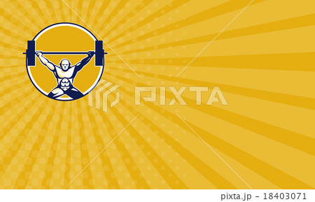Business card Weightlifter Lifting Weights Circle 18403071
