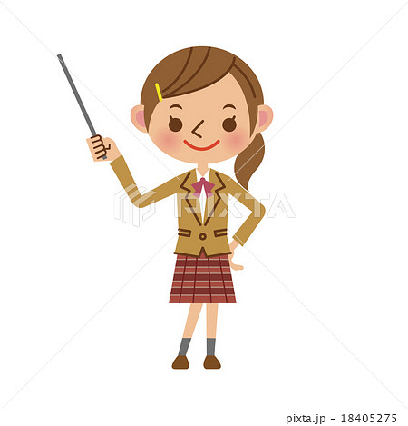 指し棒で解説するブレザー姿の女子中学生 高校生のイラスト素材