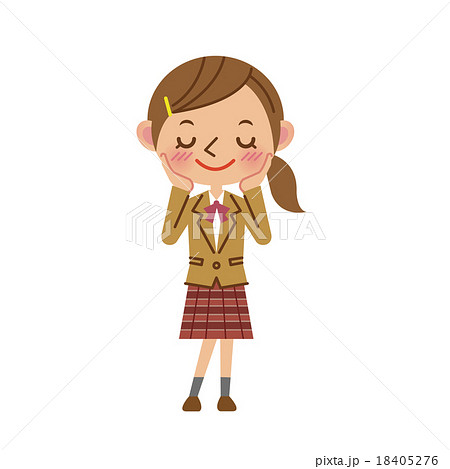 照れるブレザー姿の女子中学生・高校生 18405276