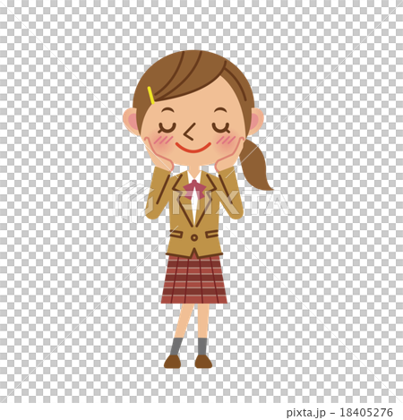 照れるブレザー姿の女子中学生・高校生 18405276