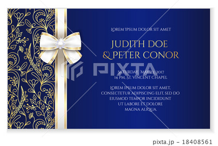 Romantic wedding announcement with golden ornament 18408561