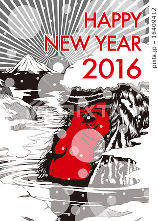 2016年賀状_温泉猿01 18409412