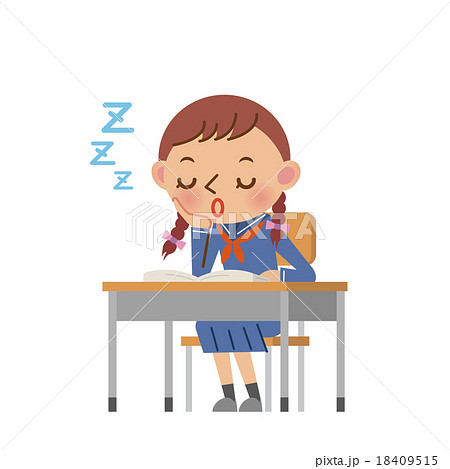 授業中に居眠りする女子中学生 高校生のイラスト素材 18409515 Pixta