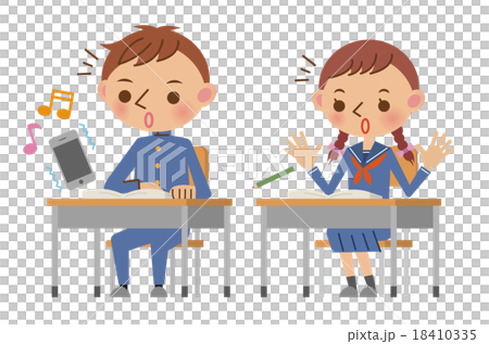 During school, junior high school student (high school student) men and women who are surprised by the ringtone of the smartphone 18410335
