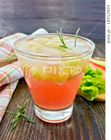 Lemonade with rhubarb and rosemary on board 18412605