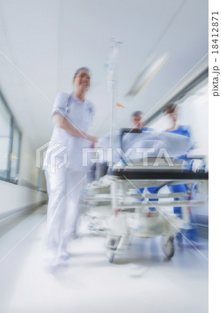 motion blur hospital patient on emergency gurney 18412871