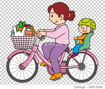 Women riding a bicycle with children 18413200
