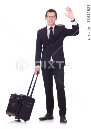 Young pilot isolated on the white 18413621