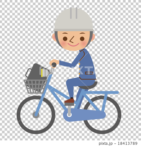 自転車に乗った男子中学生 高校生 ヘルメット有り のイラスト素材