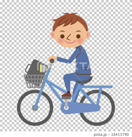 騎自行車的男性初中生和高中生（沒有頭盔） 18413790