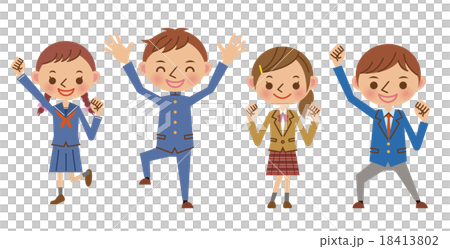 四名初中生（高中生）的快樂形象 18413802