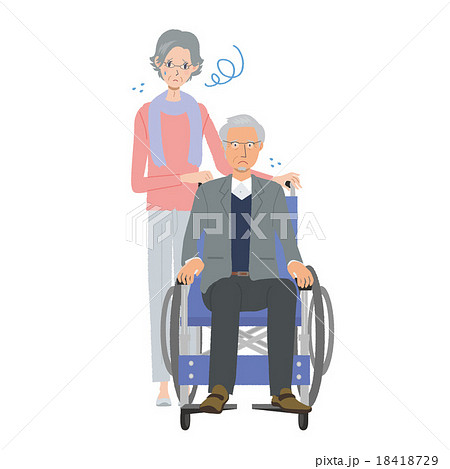 高齢者 車椅子 イラスト 困るのイラスト素材