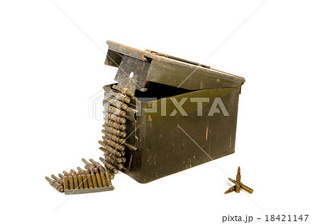 Old ammunition box with ammunition. Old ammunition box with ammunition. 18421147