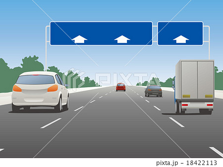 高速道路の進路案内のイラスト素材