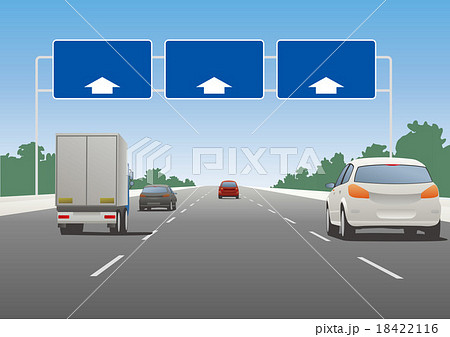 高速道路の進路案内のイラスト素材