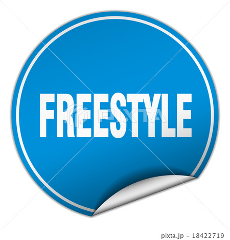 freestyle round blue sticker isolated on white 18422719