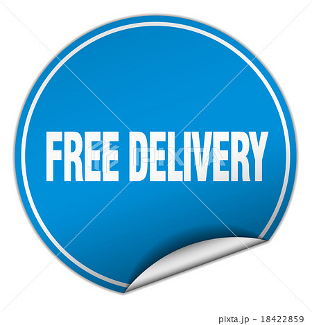 free delivery round blue sticker isolated on white free delivery round blue sticker isolated on white 18422859