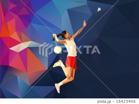 Female Badminton Player Jumping Smash Shotのイラスト素材